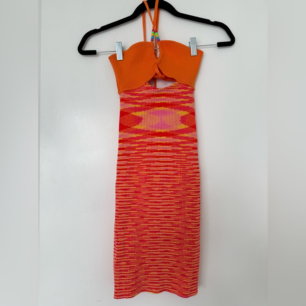 Tiger Mist Orange Ruched Sheath Dress